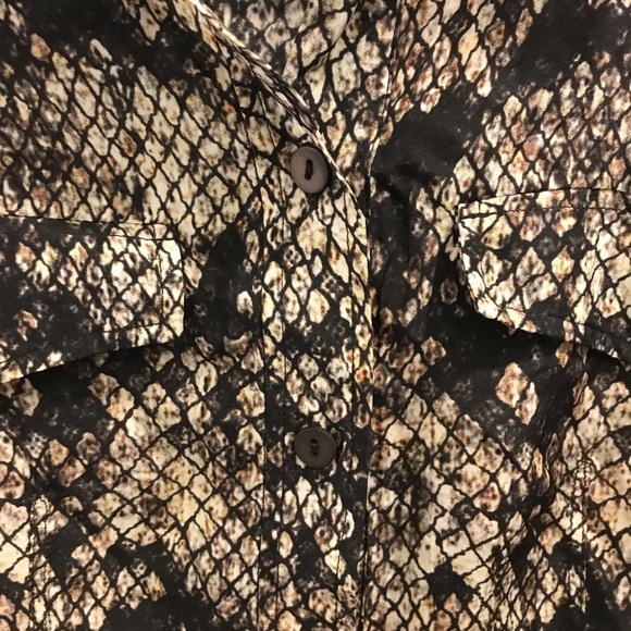 Theory Ananine Snake Lace Shirt Dress 0 silk tan gray black brown - Picture 4 of 13